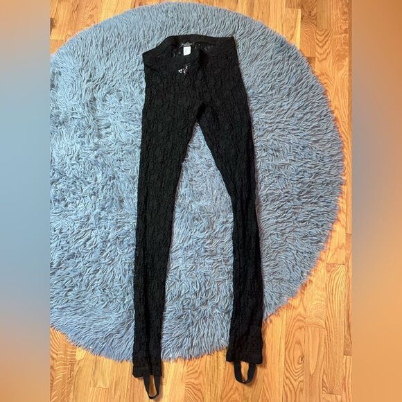 Twin Set Black Stretch Lace Leggings With Stirrups Size M - Picture 2 of 6